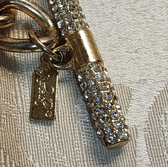 GIA FARELLA Vintage Gold Plated Chunky Chain Necklace Rhinestone Toggle - Picture 12 of 16